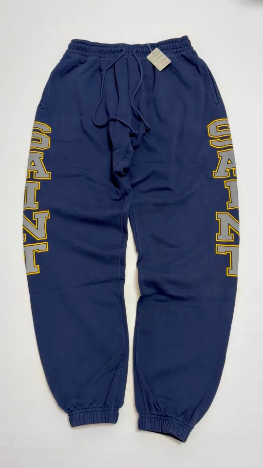 SAINT Mxxxxxx SWEAT PANTS/SAINT/NVY Reflective SAINT sweatpants Blue S-XL Original mold opening Loose tailoring Four needles and six lines boneless technology Top printing technology 3M reflective paste The best reflective effect in the industry Correct version Original consistent main mark/wash mark/cherub anti-counterfeiting
